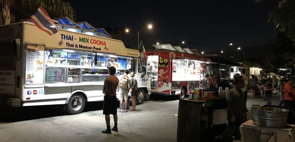 The Santa Monica Food Truck Lot near the Victorian