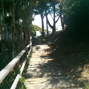 Wooden stairs to beach