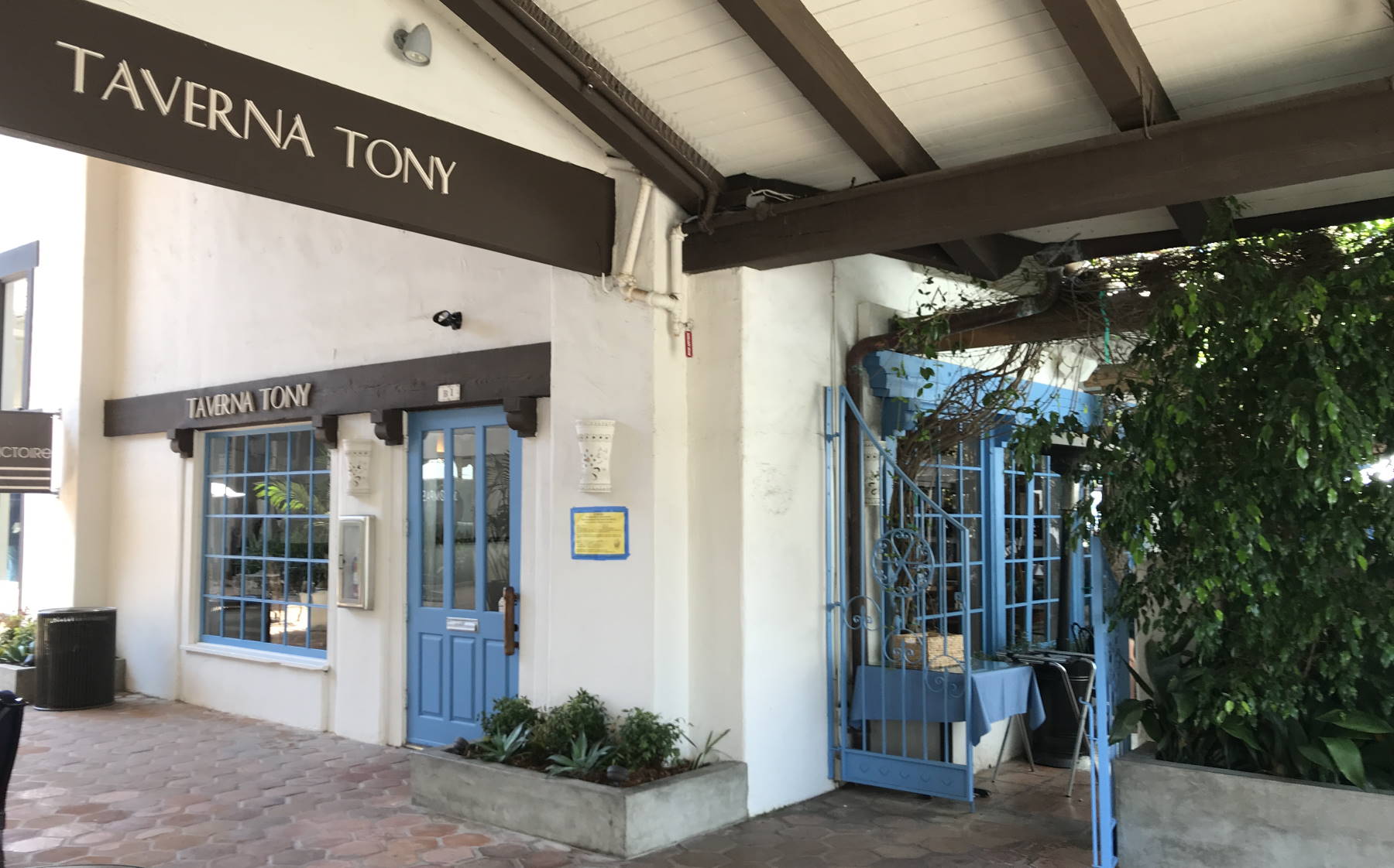 Entrance to Taverna Tony, which features Mediterranean food