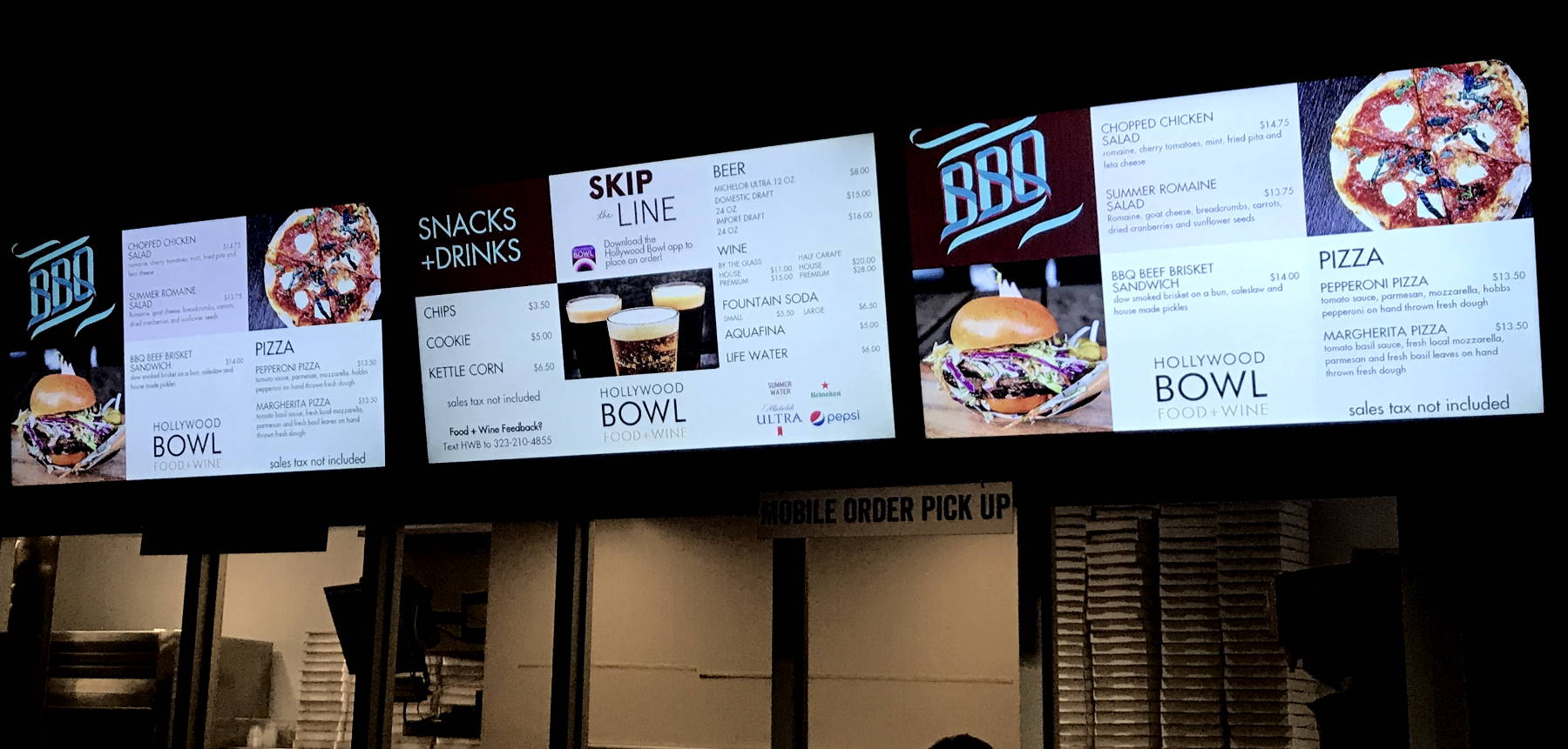 Some food options at the Hollywood Bowl