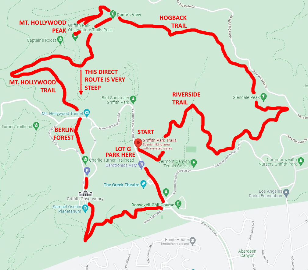 Griffith Park trail map